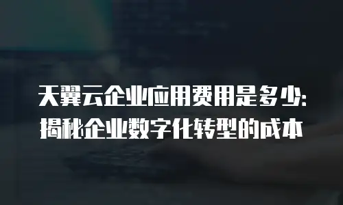 天翼云企业应用费用是多少：揭秘企业数字化转型的成本