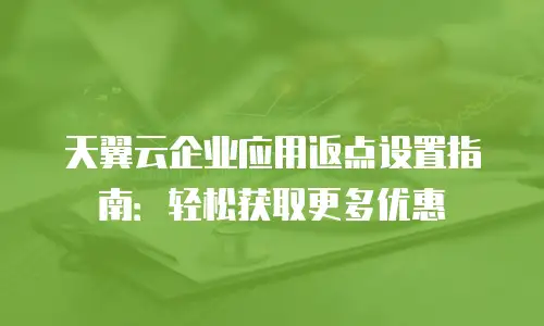 天翼云企业应用返点设置指南：轻松获取更多优惠