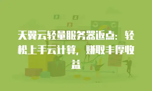 天翼云轻量服务器返点：轻松上手云计算，赚取丰厚收益