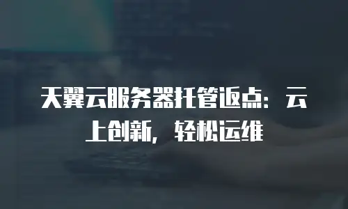 天翼云服务器托管返点：云上创新，轻松运维