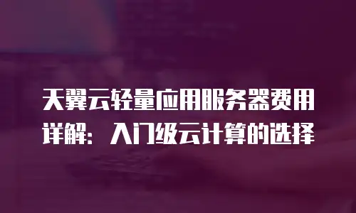 天翼云轻量应用服务器费用详解：入门级云计算的选择