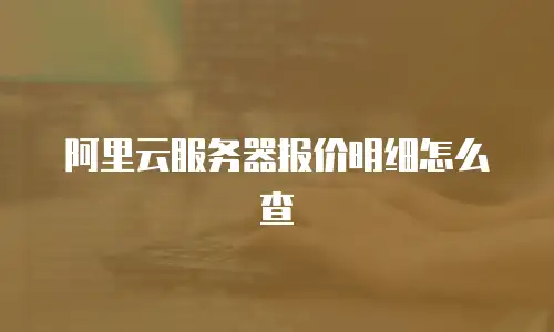 阿里云服务器报价明细怎么查