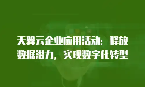 天翼云企业应用活动：释放数据潜力，实现数字化转型