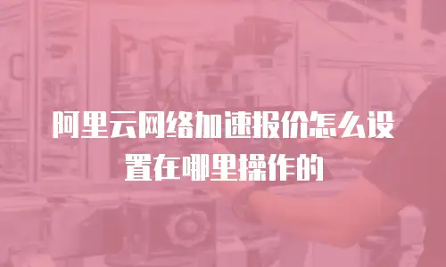 阿里云网络加速报价怎么设置在哪里操作的