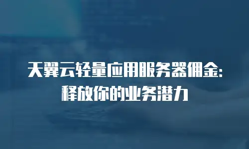 天翼云轻量应用服务器佣金：释放你的业务潜力