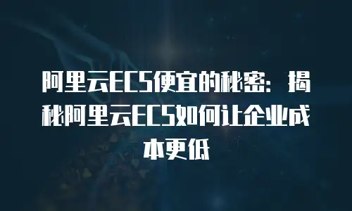阿里云ECS便宜的秘密：揭秘阿里云ECS如何让企业成本更低