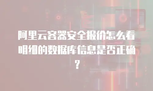 阿里云容器安全报价怎么看明细的数据库信息是否正确？