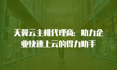 天翼云主机代理商：助力企业快速上云的得力助手