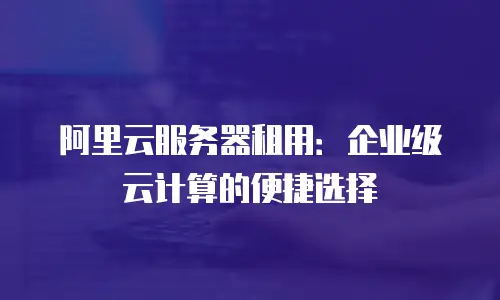 阿里云服务器租用：企业级云计算的便捷选择