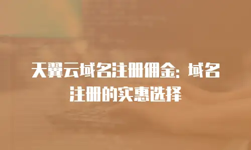 天翼云域名注册佣金: 域名注册的实惠选择