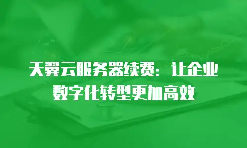 天翼云服务器续费：让企业数字化转型更加高效