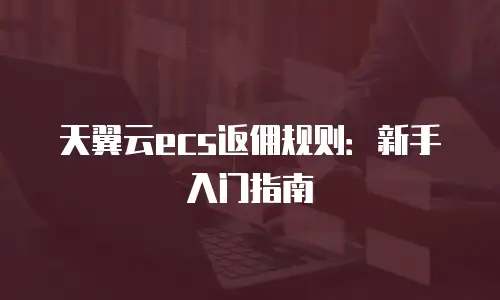 天翼云ecs返佣规则：新手入门指南