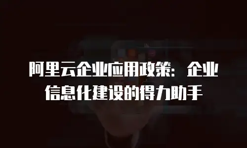阿里云企业应用政策：企业信息化建设的得力助手