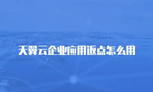 天翼云企业应用返点怎么用