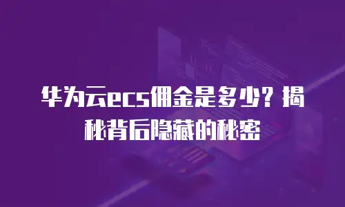 华为云ecs佣金是多少？揭秘背后隐藏的秘密