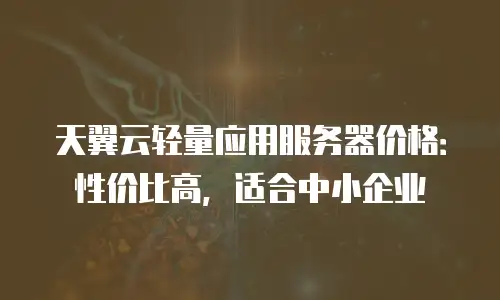 天翼云轻量应用服务器价格：性价比高，适合中小企业