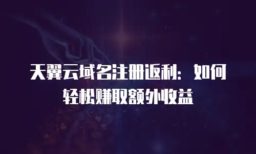 天翼云域名注册返利：如何轻松赚取额外收益