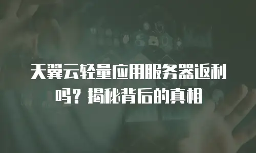 天翼云轻量应用服务器返利吗？揭秘背后的真相