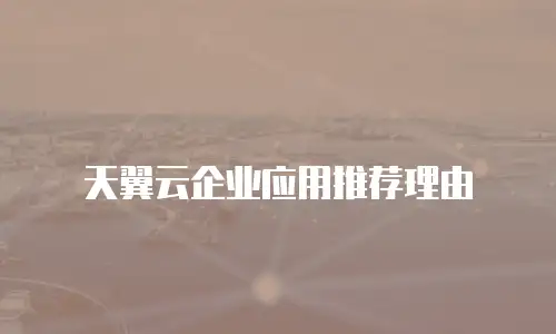 天翼云企业应用推荐理由