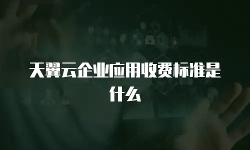 天翼云企业应用收费标准是什么