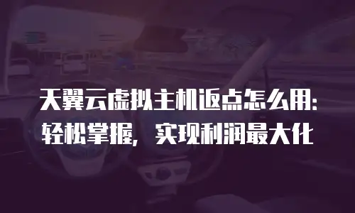天翼云虚拟主机返点怎么用：轻松掌握，实现利润最大化