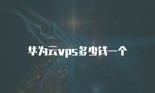 华为云vps多少钱一个