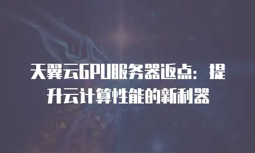 天翼云GPU服务器返点：提升云计算性能的新利器