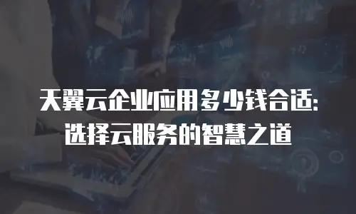 天翼云企业应用多少钱合适：选择云服务的智慧之道