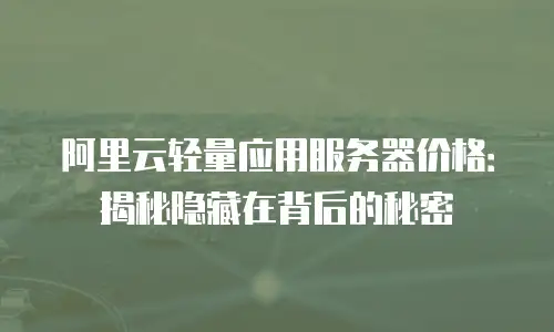 阿里云轻量应用服务器价格：揭秘隐藏在背后的秘密
