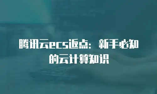 腾讯云ecs返点：新手必知的云计算知识