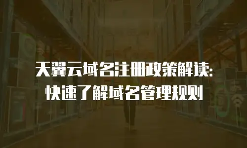 天翼云域名注册政策解读：快速了解域名管理规则