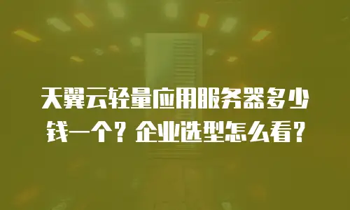天翼云轻量应用服务器多少钱一个？企业选型怎么看？