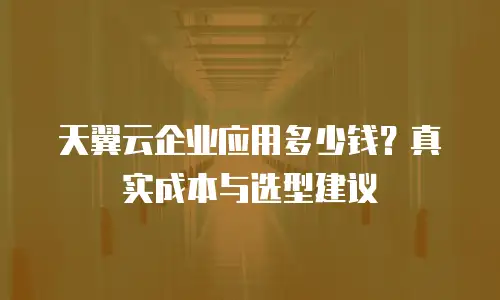 天翼云企业应用多少钱？真实成本与选型建议