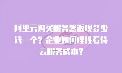 阿里云购买服务器返现多少钱一个？企业如何理性看待云服务成本？
