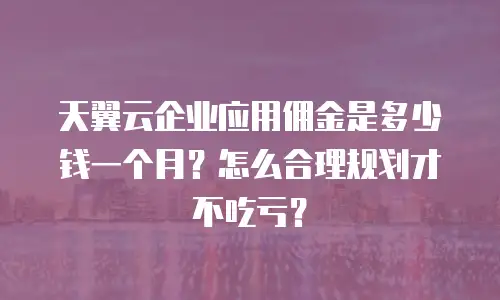 天翼云企业应用佣金是多少钱一个月？怎么合理规划才不吃亏？