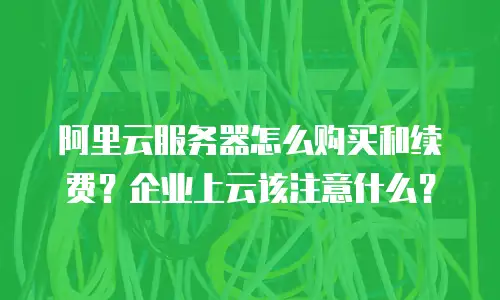 阿里云服务器怎么购买和续费？企业上云该注意什么？