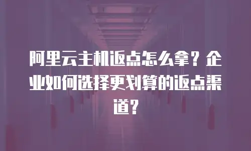 阿里云主机返点怎么拿？企业如何选择更划算的返点渠道？