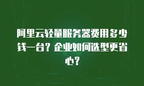 阿里云轻量服务器费用多少钱一台？企业如何选型更省心？
