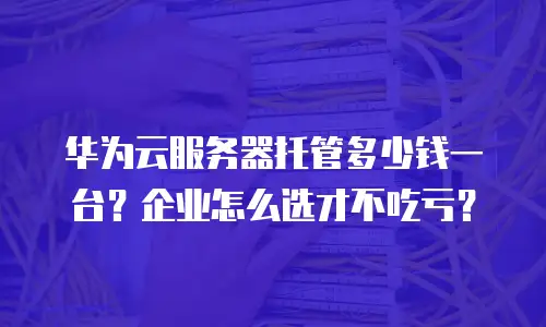 华为云服务器托管多少钱一台？企业怎么选才不吃亏？
