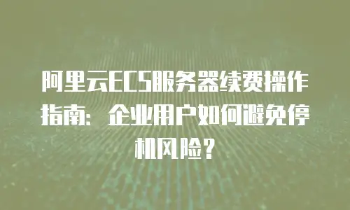 阿里云ECS服务器续费操作指南：企业用户如何避免停机风险？