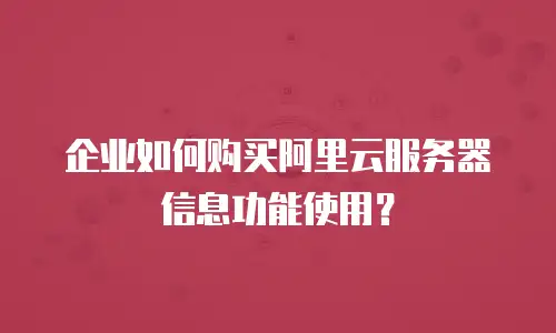 企业如何购买阿里云服务器信息功能使用？
