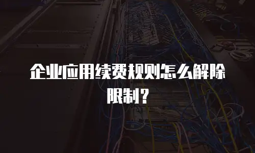 企业应用续费规则怎么解除限制？