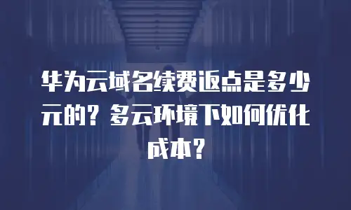 华为云域名续费返点是多少元的？多云环境下如何优化成本？