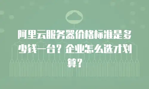 阿里云服务器价格标准是多少钱一台？企业怎么选才划算？