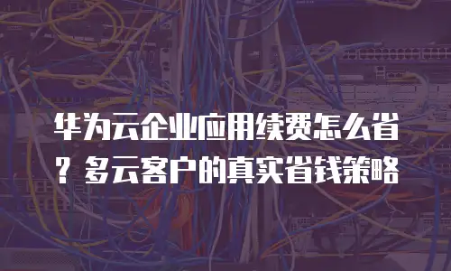 华为云企业应用续费怎么省？多云客户的真实省钱策略