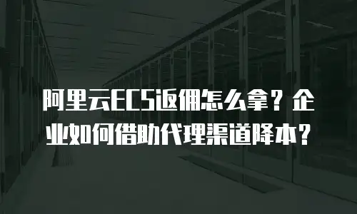 阿里云ECS返佣怎么拿？企业如何借助代理渠道降本？