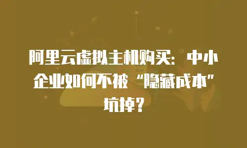 阿里云虚拟主机购买：中小企业如何不被&ldquo;隐藏成本&rdquo;坑掉？