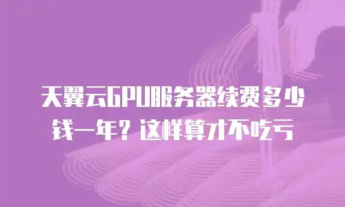 天翼云GPU服务器续费多少钱一年？这样算才不吃亏