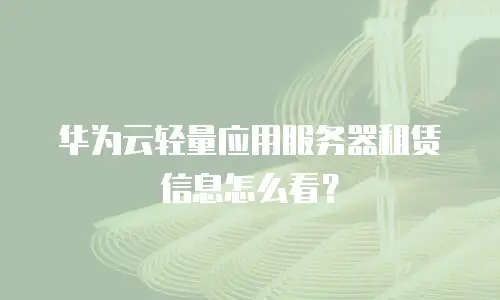 华为云轻量应用服务器租赁信息怎么看？