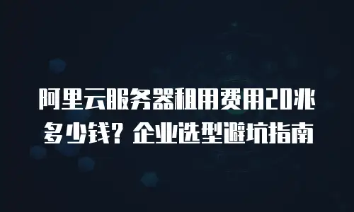 阿里云服务器租用费用20兆多少钱？企业选型避坑指南